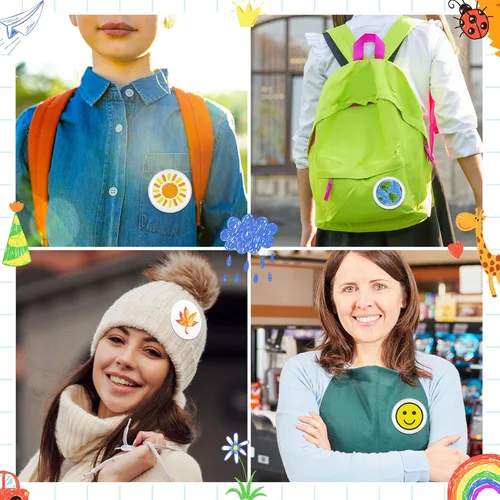 Miniatura 5 de XunYee Juego de 12/39 pines de botón transparentes de 2.28 pulgadas, insignias para hacer botones de bricolaje con insertos en blanco y herramienta