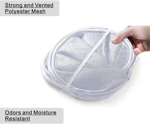 Miniatura 4 de BATTOO Cesta para ropa sucia de malla fuerte de lujo tipo pop-up con bolsillo lateral, plegable para cuarto de lavandería, baño, habitación