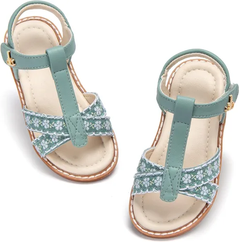 Miniatura 13 de THEE BRON Sandalias de gladiador para niñas pequeñas, zapatos cómodos acolchados para jugar en verano de princesa