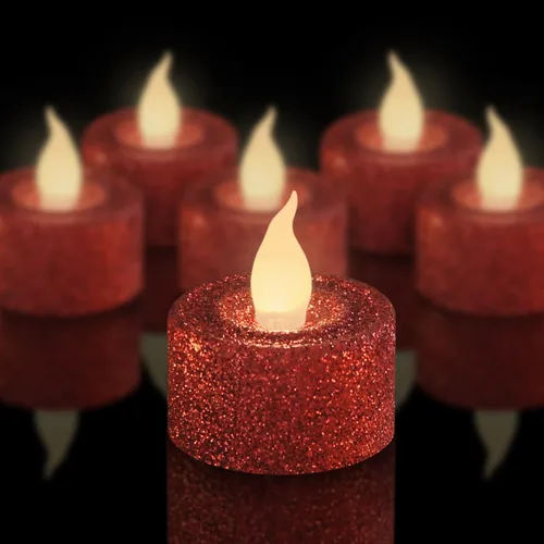 Miniatura 10 de FURORA LIGHTING Velas de Té LED con Purpurina Dorada Champaign, Paquete de 12, Velas de Té Parpadeantes Sin Llama para Decoración del Hogar, Oro