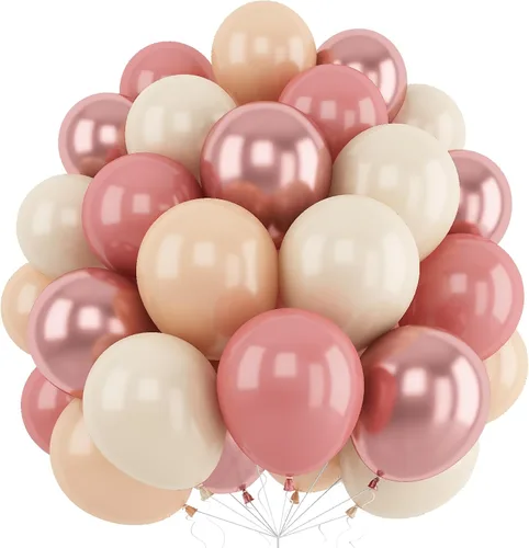 Miniatura 10 de Globos rosa, 60 globos de color rosa fuerte y blanco, globos de confeti magenta para niñas, decoración temática de cumpleaños, baby shower
