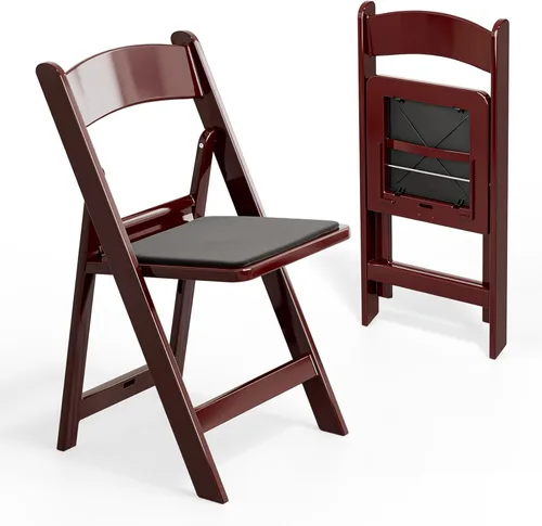 Miniatura 12 de VINGLI Sillas plegables de resina con cojín, silla plegable de plástico con cómodos asientos acolchados, perfectas para fiestas y eventos en Negro