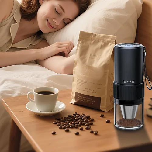 Miniatura 6 de FTVOGUE Molinillo de café recargable por USB, molinillo eléctrico de grano de café con parada automática ajustable, tamaño de molienda ajustable