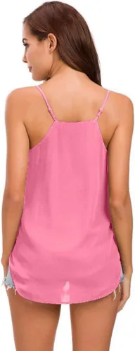 Miniatura 67 de Camiseta de chifón con tirantes delgados ajustables y cuello en V
