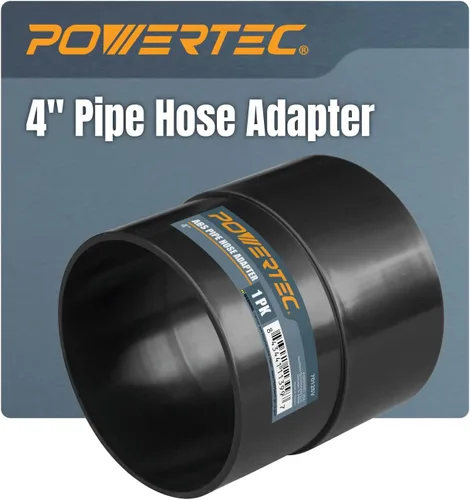 POWERTEC 70125V Adaptador de manguera de tubería de 4 pulgadas, acoplador rápido para accesorios de recolección de polvo de taller, plástico ABS, 1