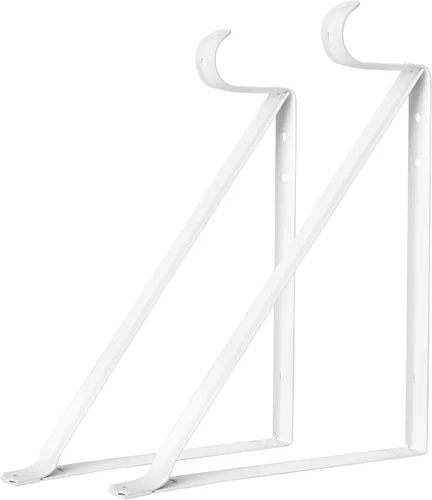 Miniatura 6 de Paquete de 10 estantes de armario resistentes y soportes de barra, soportes de estante de armario montados en la pared, soportes de estante