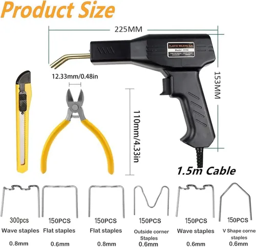 Miniatura 2 de Kit de Soldadura de Plástico para Reparación de Parachoques de Coche, Kit de Soldadura con Grapadora Caliente, Soldador de Reparación de Plástico, 6