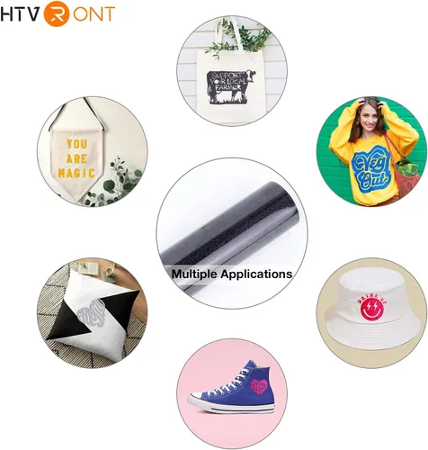 Miniatura 2 de HTVRONT Rollo de vinilo HTV con purpurina verde, 12 x 15 pies, vinilo de transferencia de calor con purpurina verde para camisas, vinilo para Brillo