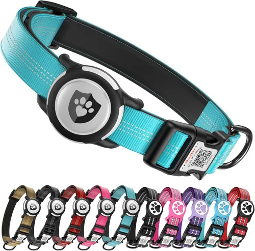 Miniatura 18 de Collar de Perro AirTag para Perros Grandes, Collar de Perro con AirTag de Apple Resistente al Agua IP68 con Soporte para AirTag, Reflectante, azul