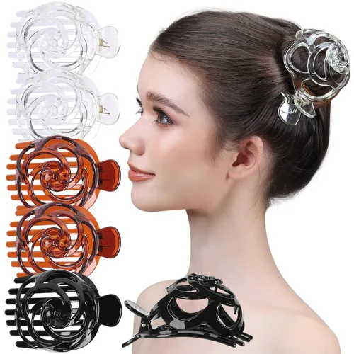 Miniatura 7 de RC ROCHE - 6 piezas para hacer moños para mujer, clip de pinza para el cabello, nido de pájaro, ballerina, soporte redondo francés, cúpula
