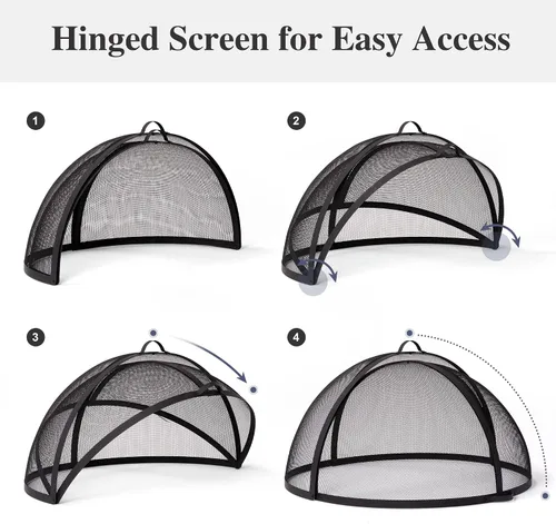 Miniatura 4 de SUNCREAT Accesorio para cubierta de chispas para fogatas al aire libre, protector de pantalla redondo de fácil apertura para patio, tapa de brasas