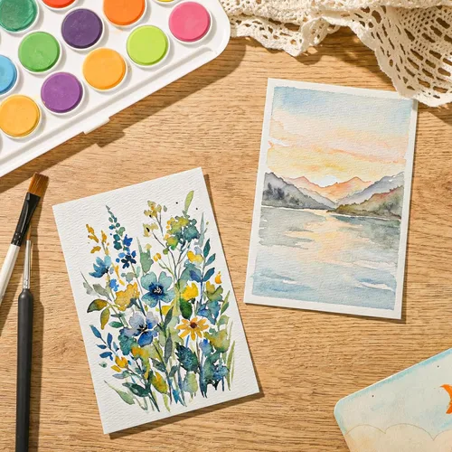 Miniatura 6 de 240 hojas de papel de acuarela a granel, papel de prensa en frío de 110 lb/230 GSM, papel de color de agua blanca para dibujar tarjetas de regalo