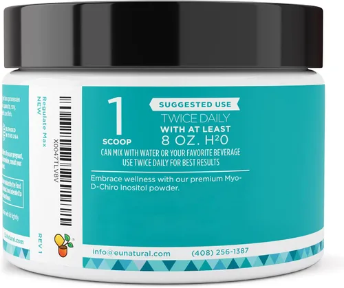 Miniatura 9 de Regulate MAX Myo-Inositol & D-Chiro Inositol Suplemento en polvo para mujeres con vitamina D y folato apoyo nutricional sin sabor, 60 porciones