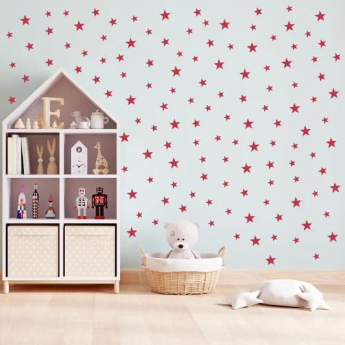 Miniatura 21 de Calcomanías de estrella azul bebé para niños y niñas, calcomanías de pared para habitación de niños (azul claro, estrella mixta, 112 unidades)