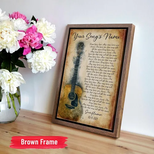 Miniatura 6 de H-DEWALL Lienzo personalizado con marco, letra de canción personalizada regalo para marido, arte de pared vintage, póster musical único, regalo
