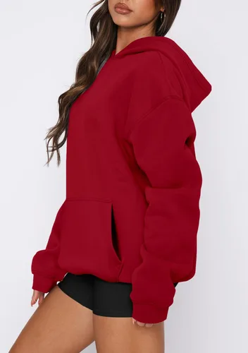 Miniatura 3 de onlypuff Sudadera casual con capucha para mujer, de manga larga, con bolsillo de canguro, hombro caído