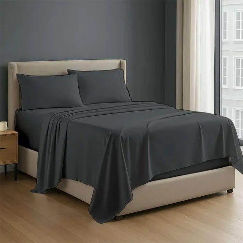 Miniatura 23 de NON Sticky cotton - Juego de sábanas de 4 piezas de algodón egipcio de alta calidad, de bolsillo profundo, ropa de cama suave y transpirable