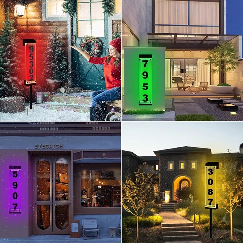 Miniatura 3 de Número solar de casa, número de dirección solar con número acrílico 3D, estacas de hierro, luz colorida, control remoto, señal de dirección moderna