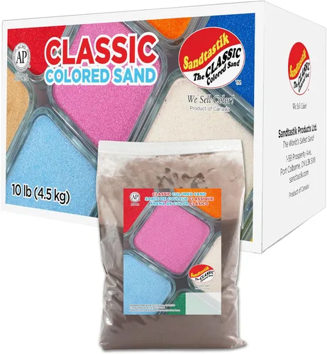 Sandtastik Arena de color marrón clásica, caja de 10 libras, arena vibrante de grano fino para artes y manualidades, arte de arena, mesas