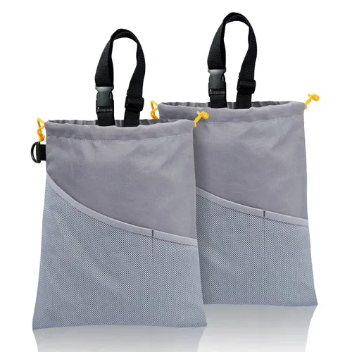 Miniatura 9 de GNEGNI 2 botes de basura para automóvil, bolsa de basura colgante para automóvil con forro impermeable a prueba de fugas Azul