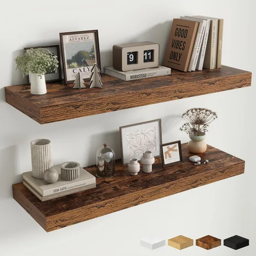 Miniatura 52 de Estantes flotantes de 48 pulgadas para pared, estante de chimenea de 10 pulgadas de profundidad, estantes flotantes de madera para pared, estantes