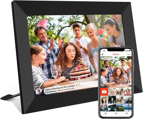 FRAMEO - Marco de fotos digital inteligente WiFi de 10.1 pulgadas, pantalla táctil LCD IPS de 1280 x 800, rotación automática vertical y paisaje,