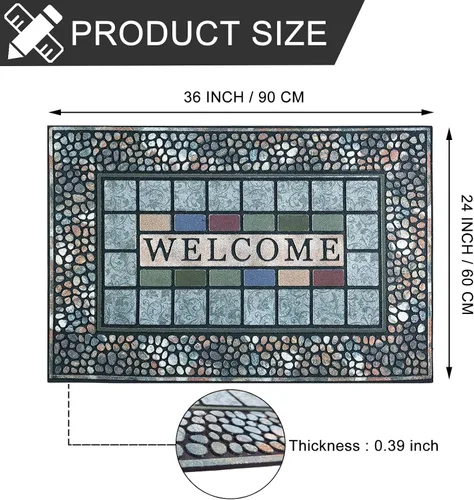 Miniatura 3 de CHICHIC - Alfombra rectangular para puerta de entrada grande de 24 x 36 pulgadas, tapete de entrada para áreas de alto tráfico, alfombras para Azul