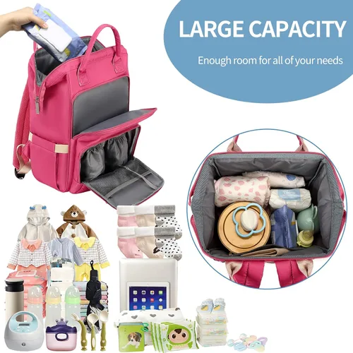 Miniatura 3 de Pomelo Best Mochila para pañales elegante impermeable multifuncional bolsa de bebé grande con cambiador y correas para cochecito, Verde beige