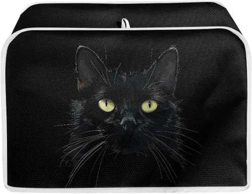 Cubierta para tostadora de gato negro 3D, ranura ancha, bonita funda para electrodomésticos de cocina de gatito, arte de animales estéticos, tamaño
