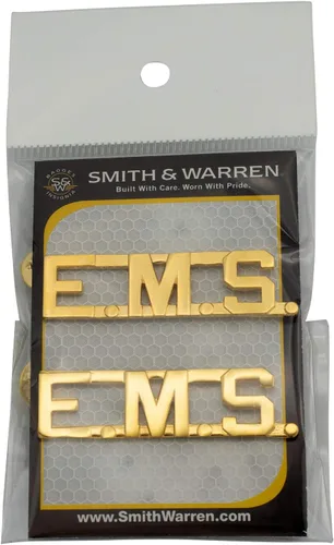 Miniatura 4 de Smith & Warren 1/2" E.M.S Letras Collar Rango Insignia Pin Oro Acabado Emergencia Servicio Médico Uniforme Pin