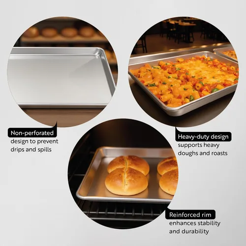 Miniatura 3 de Restaurantware Met Lux - Sartén industrial para hornear de 26 x 18 pulgadas, 1 sartén de panadería de tamaño completo, bordes con bordes que