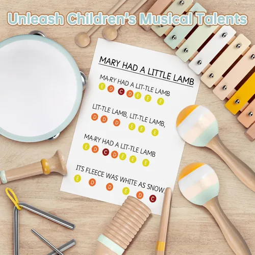 Miniatura 5 de Instrumentos musicales para bebés - Juguetes musicales de colores neutros para niños pequeños de 1 a 3 años, juego de instrumentos de percusión