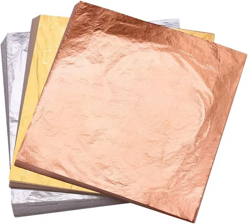 Miniatura 15 de YongBo Hojas de hojas doradas, 200 piezas de papel de aluminio dorado de 5.5 pulgadas para manualidades, pintura, dorado, slime, diseño de uñas