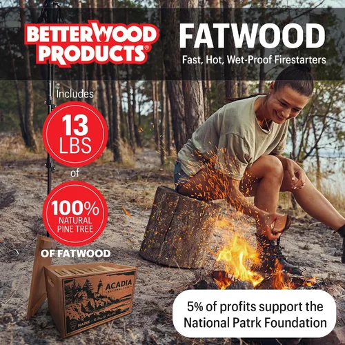 Miniatura 2 de Better Wood Products Edición Limitada Serie Protege Los Parques Encendedor de Fuego de Leña Natural Fatwood, Caja de Madera de 13 Libras, Caja Acadia