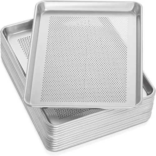 Miniatura 11 de Gridmann - Charolas para hornear de calidad comercial para restaurantes - Tamaños surtidos, Plateado