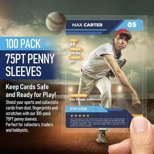Miniatura 2 de Premium Penny Sleeves for Trading Cards Soft Trading Card Sleeves for Baseball Cards, Ultra Clear Plastic Pro Sports Card Sleeve, Football, MTG