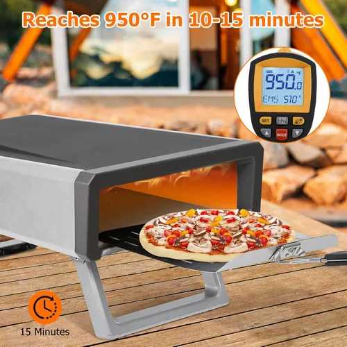 Miniatura 3 de Horno de pizza, horno de pizza de 12 pulgadas para exteriores con propano a gas y accesorios portátiles para hacer camping en el patio trasero al