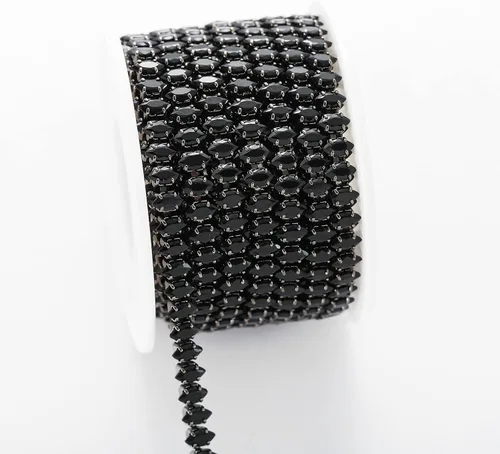 Miniatura 20 de 1 yarda de cadena estrecha de diamantes de imitación de zircón de cristal, adorno rectangular de cuentas para costura, manualidades, decoración