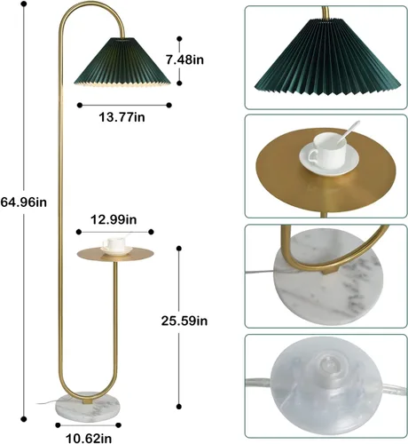Miniatura 6 de beaysyty Lámpara de pie moderna y elegante con bandeja para oficina, cafetería, sala de estar, dormitorio, interruptor de pie y acabado