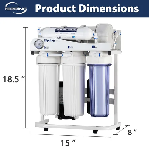 Miniatura 8 de iSpring - Sistema de filtro de agua por ósmosis inversa sin tanque, de grado comercial con proporción de drenaje 1:1. 500 galones por día. RCS5T