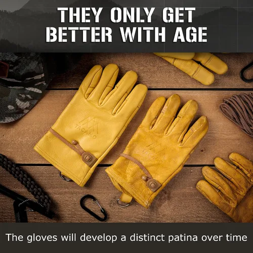 Miniatura 7 de Guantes de trabajo de cuero resistentes para hombres y mujeres - Guantes de jardinería de cuero de vaca 100% amarillo