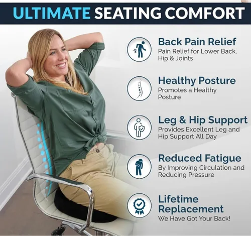 Miniatura 7 de Cojín de asiento de espuma viscoelástica de gel para silla de oficina, almohada de alivio del dolor de coxis y ciática, cojín ergonómico