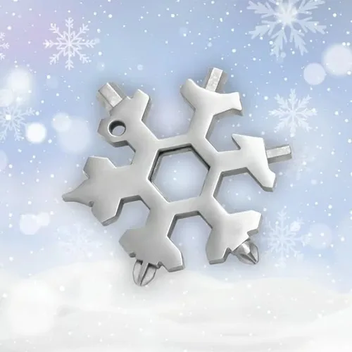 Miniatura 14 de Sakerplus Multiherramienta de copo de nieve 18 en 1, multiherramienta compacta de acero inoxidable para uso diario, aventuras al aire libre