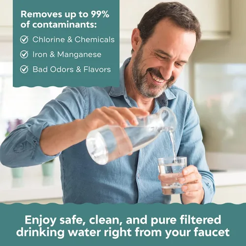 Miniatura 3 de Applied Membranes Inc. Sistema de filtro de agua de 2 etapas para toda la casa, 1 cartucho de filtro de carbono y 1 hierro, 4.5 x 10 pulgadas