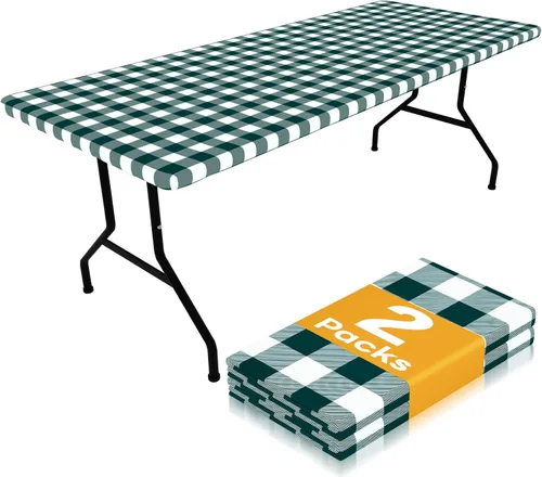 Miniatura 31 de Smiry Mantel de Mesa de Picnic Paquete de 2, Manteles Ajustables Elásticos Impermeables para Mesas Rectangulares de 18 x 72 pulgadas, Mantel