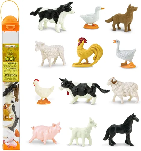 Safari Ltd. Farm TOOB - 12 figuras que incluyen vaca, cerdo, cabra, caballo y más, juego de juguetes educativos para niños, niñas y niños a partir