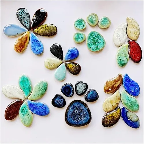 Miniatura 3 de Azulejos de mosaico de cerámica de 1 libra, color aleatorio, tamaño mixto, forma ovalada, piezas de cerámica de mosaico para manualidades