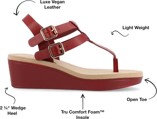 Miniatura 2 de Journee - Sandalias de tacón de cuña para mujer con plataforma y hebilla, correa al tobillo