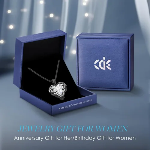 Miniatura 6 de CDE - Collar con dije de corazón de ala de ángel para mujer, dije de tono plateadodorado, regalo de Navidad, San ValentínDía de la Madre