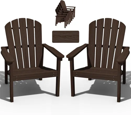 Miniatura 15 de nevilywood Sillas Adirondack compactas apilables, sillas de patio de polietileno de alta densidad de 26.3 pulgadas de ancho, duraderas, diseño que